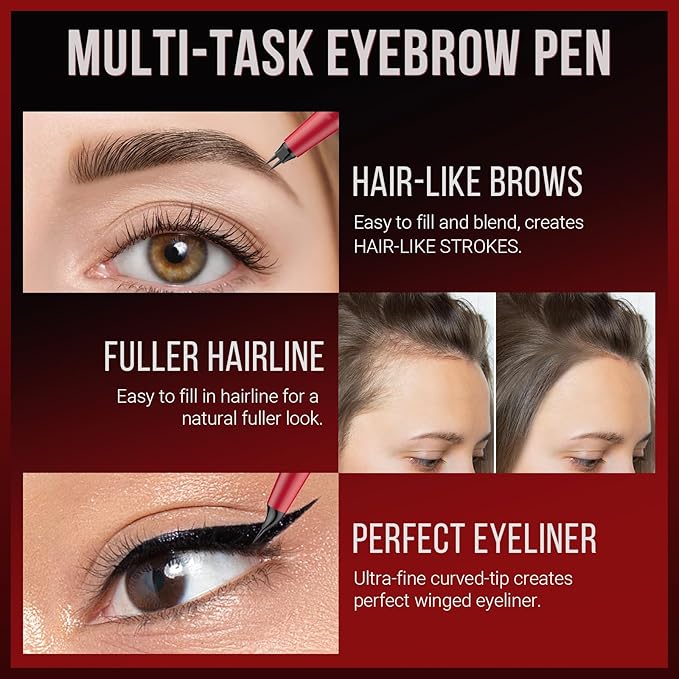 Vevivia Eyebrow Pencils for Women - Eyebrow Pen with Dual-Brush-Tip & Curved Tip for Natural Fuller-Looking Brows, Precise Hair-Like Strokes for All Brow Types, Last All-Day Brow Makeup, Grey