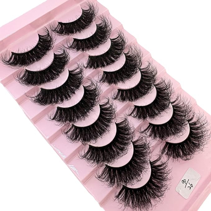 HBZGTLAD Mink Lashes Fluffy False Eyelashes 25mm Dramatic Faux Mink Eyelashes Natural Look Cat Eye Volume Eye Lashes Multipack (9D-26)