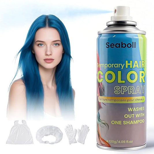 Blue Hair Spray, Temporary Hair Color Spray for Women Men– Safe Non Sticky Washable One Day Hair Dye Spray, Disposable Accessories Included, for Halloween Cosplay Party DIY Costume Pet Fun