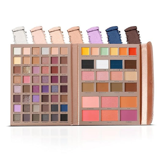 Profusion Cosmetics Artistry Attire 72pc Makeup Kit - Fold-Out Portfolio with 48 Eyeshadows, 6 Blushes, 4 Highlighters, 4 Eyeliners and 4 Bronzers a Full Face Beauty Set