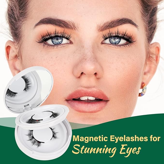 KEYYOU Reusable Magnetic Eyelashes 2 Pair with Applicator No Glue Needed 3D Natural Magnetic Lashes, Easy to Apply & Long Lasting for Daily Use & Events(A01+A03)