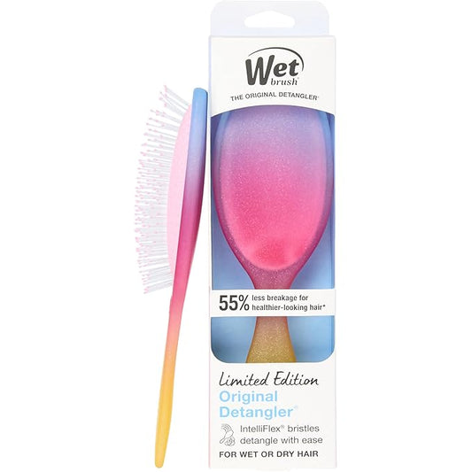Wet Brush Original Detangler Hair Brush, Soft, Flexible Bristles Gently Detangle All Hair Types, Works on Wet or Dry Strands, Ergonomic Handle, Reduces Breakage, Limited Edition, Electric Sky Pink