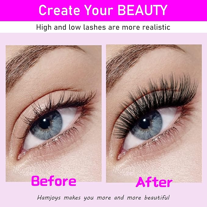 Cluster Lashes 240pcs 40D DIY Eyelash Extension D Curl Long Individual Lashes Mixed Tray Faux Mink Lash Clusters Extensions 0.07 Black (40D-0.07D-9-16mm)