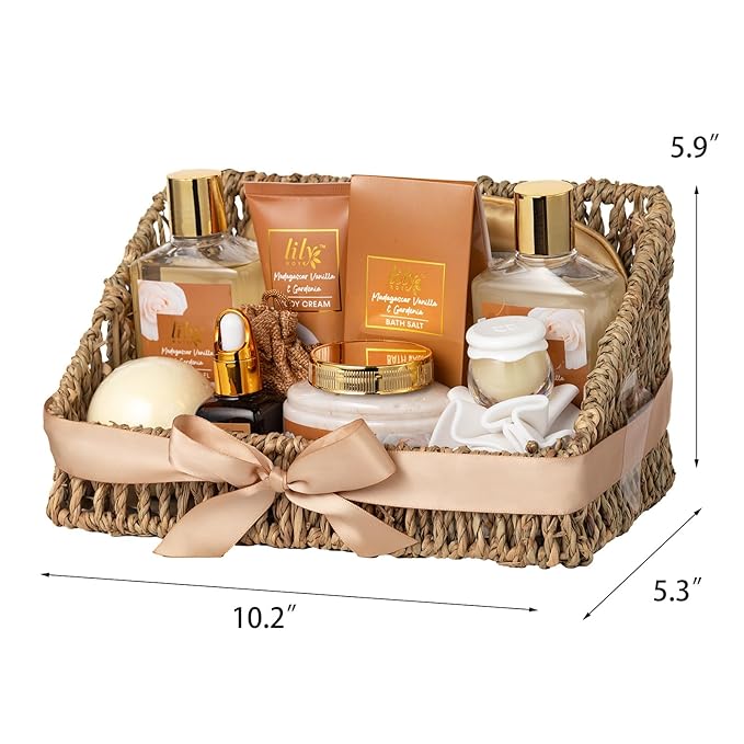 Christmas Gifts for Women - 18Pcs Vanilla Bath and Body Gift Basket Set for Women Spa Gift Baskets Spa Kit | Perfect Gifts for Valentines, Mothers Day, Birthday Gifts, Self Skin Care Gift Sets for Her