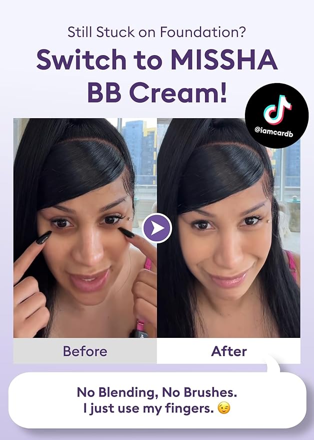 MISSHA M PERFECT COVER SERUM BB CREAM No.25 Warm Beige - Medium with Warm Undertone, BB Cream by Cardi B Pick, Skin Tint, Tinted Moisturizer, Skin Care Foundation Makeup, Korean Makeup,1.18 Fl oz