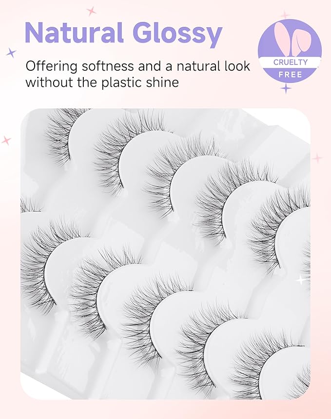 Natural Lashes Natural Eyelashes Natural Look Wispy Lashes Mink Lashes False Eyelashes Fake Eyelashes C Curl Lashes Strip Lashes Pure-08