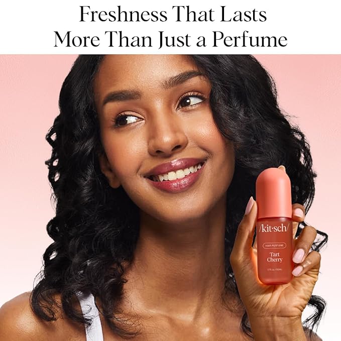 Kitsch Hair Perfume for Women - Tart Cherry | Clean, Deodorizing & Patented Odor-Eliminating Technology Hair Spray & Body Mist - Freshen Hair, Body & Pillows - Fruity Gourmand Scent & Vanilla - 50mL