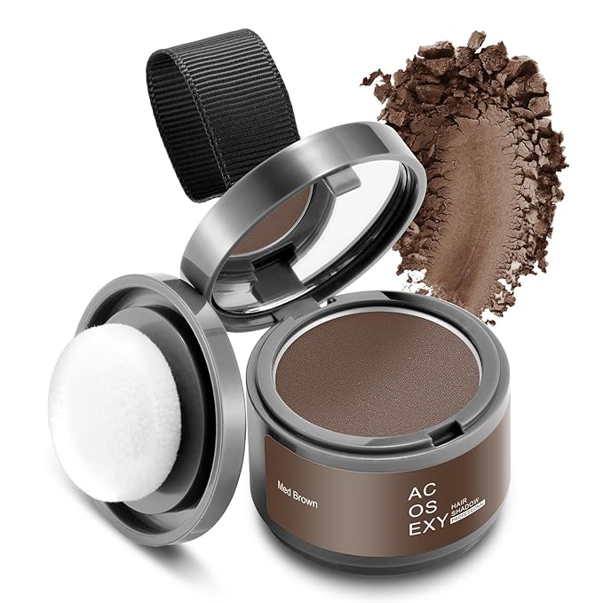 Root Touch Up Powder, Hairline Shadow Concealer for Women's Eyebrows and Men's Beard Lines, Covers Bald Spots (Medium Brown)