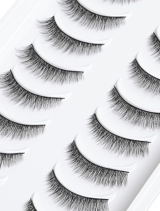 Natural Lashes Short Lashes Natural Eyelashes Natural Look False Eyelashes Wispy Lashes for Samll Eyes Fake Eyelashes 10 Pairs 10mm Bluebell
