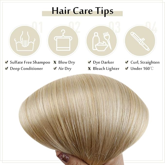 Full Shine Clip in Hair Extensions Human Hair Blonde Clip in Real Human Hair Extensions Honey Blonde Highlighted Platinum Blonde 120 G 16 Inch