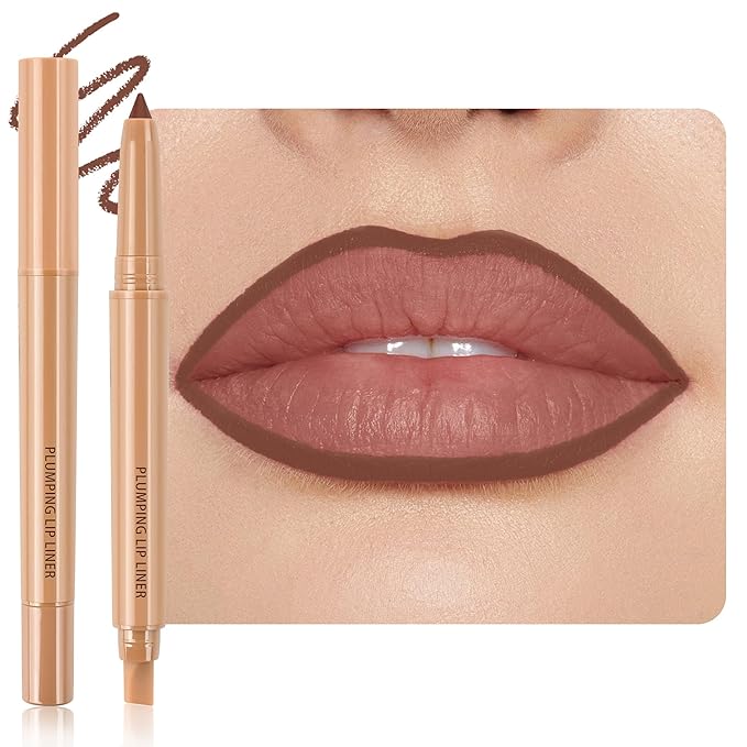 Matte Lip Liner, Plump Lipliner Pencil Crayon，Creamy Matte Finish with Silicone Smudger For Women, High-Pigment Smooth Formula for Sculpting &Contours Lip，Longwear，Lips Makeup，06#Chocolate