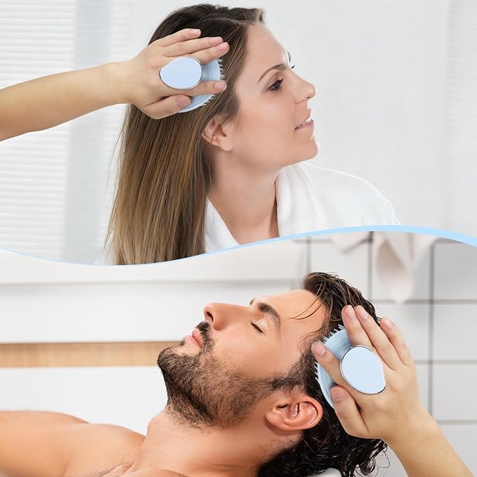 HOKLNUSE Hair Shampoo Brush,Scalp Massager Scrubber, Dandruff Removal Scrubber with Ergonomic Anti-Slip Handle,Wet & Dry Hair Care for Women Men Kids All Hair Types