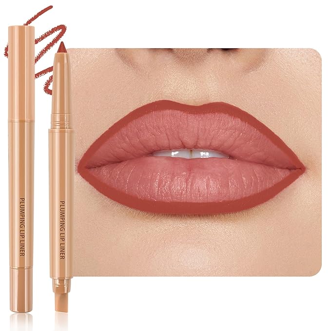 Matte Lip Liner, Plump Lipliner Pencil Crayon，Creamy Matte Finish with Silicone Smudger For Women, High-Pigment Smooth Formula for Sculpting &Contours Lip，Longwear，Lips Makeup，Cruelty-Free 05#Coral