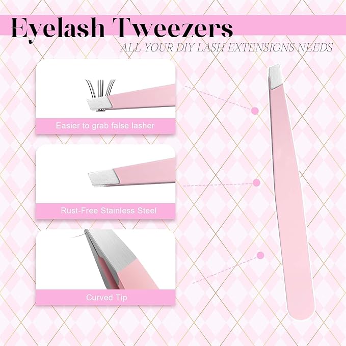 FADLASH DIY Lash Extension Kit Individual Lashes Cluster D Curl Eyelash Extension Kit with Lash Bond and Seal and Lash Applicator Tool for Self Application at Home (20D-0.07D-8-16MIX KIT)