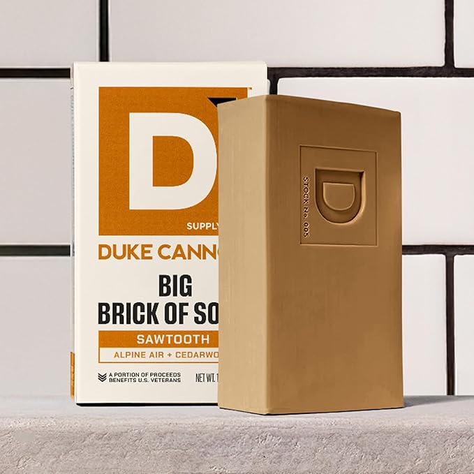 Duke Cannon Supply Co. Extra Large Bar Soap - Men's Natural Bar Soap with Masculine Scents - Made in the USA with Domestic & Globally Sourced Materials - All Skin Types - Big Brick - Sawtooth,10 oz