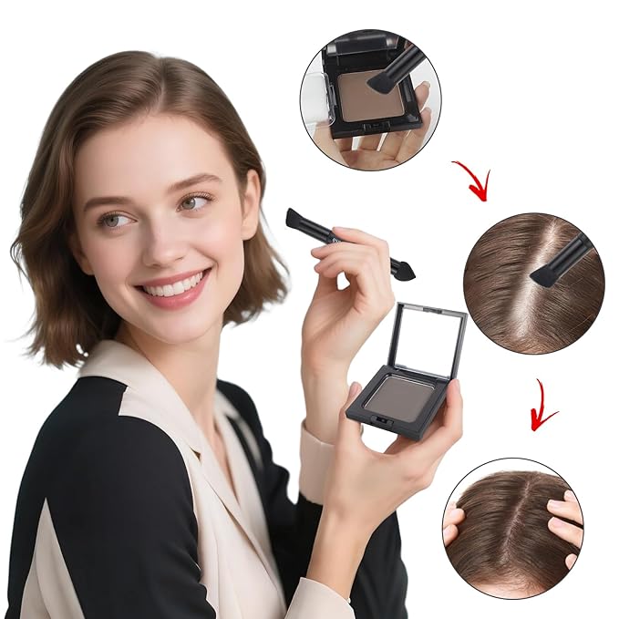 VOLLUCK Root Touch up Powder, Long-lasting Gray Hair Cover up Powder for All Hair Types, Waterproof for Women and Men (Dark-Brown, 0.42 0unce)