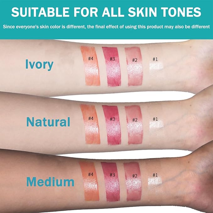 Lip Tint Hydrating, Moisturizing Lip Oil Balm, Long Lasting Waterproof Lip Gloss Non-Stick Cup Lipstick Set, Natural Ingredients Strong Moisturizing Lipstick (Clear Shimmer)