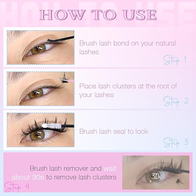 Manga Lash Clusters Kit Anime Eyelash Clusters Kit Wispy Cluster Eyelash Extension Kit DIY Lash Extension Kit 10-16mm Spiky Individual Lashes with Bond and Seal Lash Glue, Tweezers and Remover