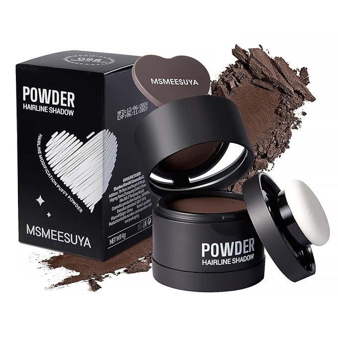 Hairline Powder Instantly, Fill In Fine or Root Touch up powder,Thinning Hair Instantly Thicker Touch Up for Windproof&Sweatproof, Darkroot touch up for Men & Women (MEDIUM BROWN丨0.14Ounce)