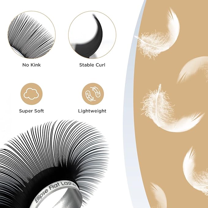 LASHVIEW Eyelash Extension,Ellipse Flat Eyelash Extensions,Individual Lashes,0.15mm C Curl 10mm,Lash Extension,Semi-Permanent,Extremely Light & Soft,Professional Salon Use.