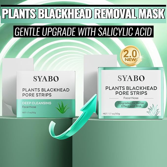 2.0 Nose Pore Strips, Blackhead Remover Mask with Salicylic Acid for Face, Upgraded Deep Cleansing Pore Peel Off Mask with 100 PCS Nose Black Heads Remover Strips (1.7 Ounce)
