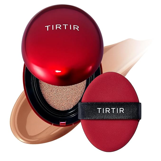 [*Mini Size*] TIRTIR Mask Fit Red Cushion Foundation | Full coverage, Weightless, Skin fit, Satin Glow Finish, Korean Makeup BB Foundation, beauty, Tattoo cover up, Buildable (#34C Amber, 0.15 Fl Oz)