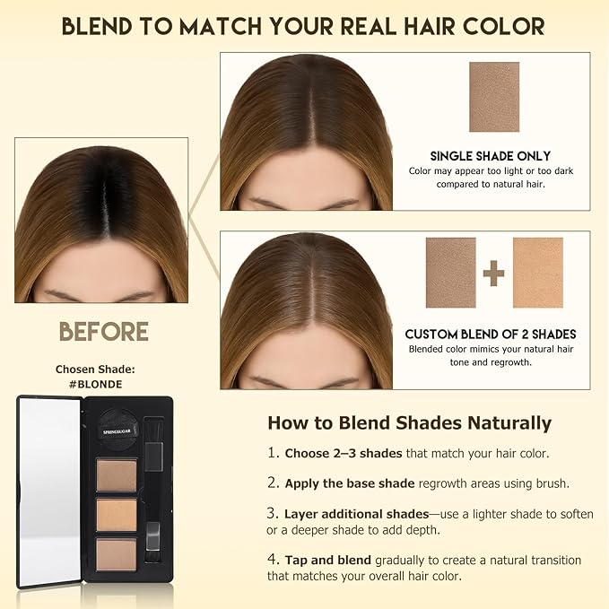 Root Touch Up Hair Color – 3 Color Blendable Hairline Powder for Gray Coverage, Root Cover Up & Thinning Edges – 48H Sweat Resistant, Natural Finish for Women & Men – Brown