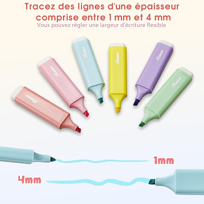 Pastel Highlighters,Chisel Tip Marker Pen,6 Assorted Macaron Colors Highlighter Pens,Mini Markers,Water Based, Quick Dry,Back to School Supplies