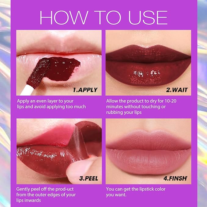 LANGMANNI 2Pcs Peel Off Lip Liner Set,Lip Stain Peel Off,Long-Lasting Waterproof & Smudge-Proof Matte Lip Liners With Ergonomic Handle & Precision Brush,Makeup Gift for Girls (#5+6)