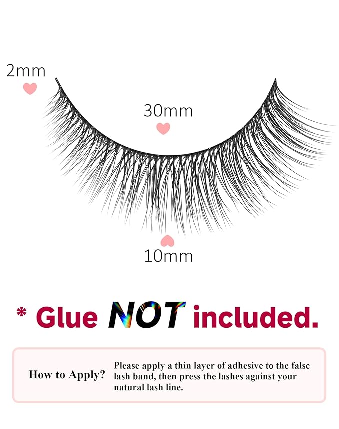 Natural Lashes Short Lashes Natural Eyelashes Natural Look False Eyelashes Wispy Lashes for Samll Eyes Fake Eyelashes 10 Pairs 10mm Bluebell