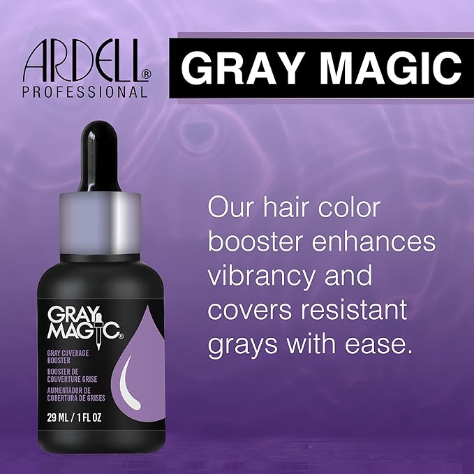 Ardell Gray Magic Color Additive for Hair Dye - Anti-Fade Gray Hair Coverage Booster Drops, Long-Lasting Hair Color Enhancer, 1 oz