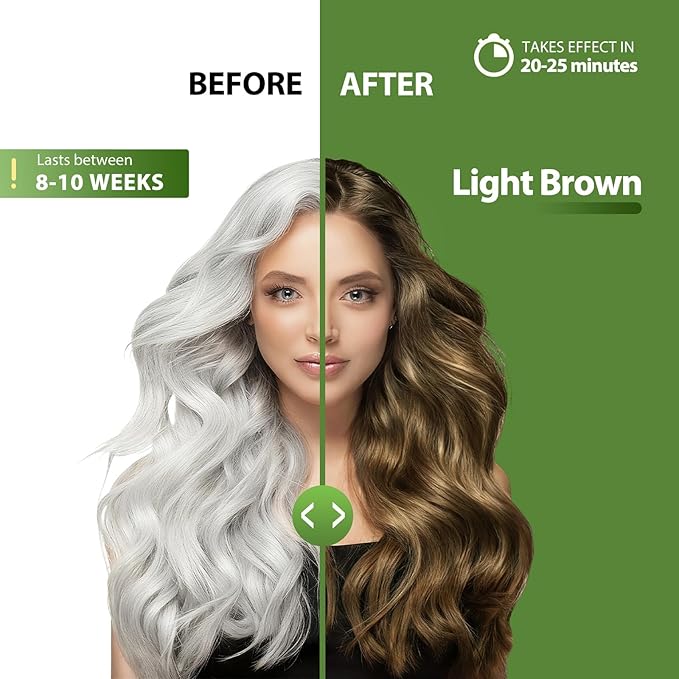 Light Brown Hair Dye Shampoo for 100% Gray Coverage - 3 IN 1 Hair Color Shampoo with Argan Oil & Ginseng, Ammonia & Paraben Free, Long Lasting Semi-Permanent Natural Color for Women & Men (500ml)