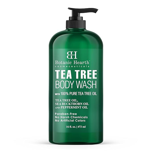 Botanic Hearth Tea Tree Body Wash for Men and Women - Moisturizing Body Wash Helps Soothe the Skin - Refreshing and Hydrating Cleanser, Sulfate Free, Paraben Free - 16 Fl Oz