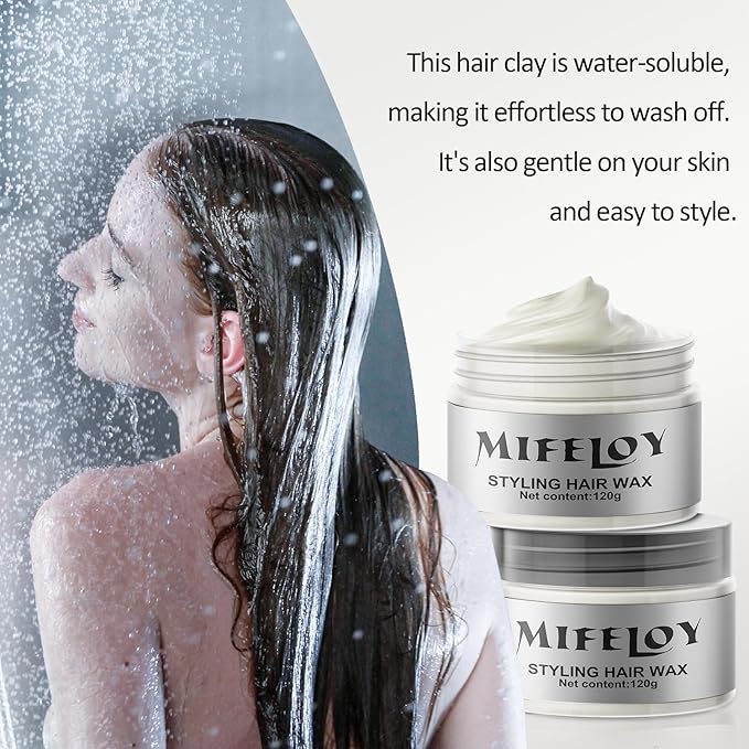 Silver White Temporary Hair Color Wax, Instant Natural Hairstyle Cream Dye, Washable Styling Pomadesfor Men Girls Women Youth, Disposable Coloring Mud for Party Cosplay DIY Halloween