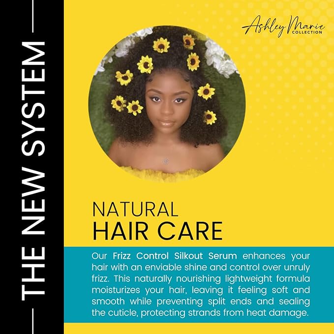The Hair Diagram - Ashley Marie Silk Out Serum with Frizz Control - Natural Ingredients - Strengthening Hair Serum - High Shine & Heat Protectant Formula - Color Safe - Paraben & Sulfate Free - 4oz