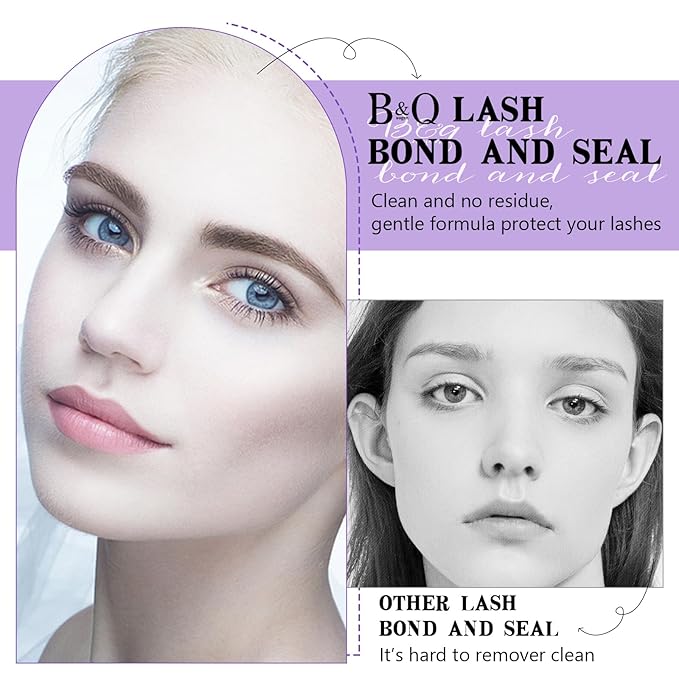 B&Q Lashes Bond and Seal Waterproof 10ML Bond and Seal Long Lasting Lash Bond DIY Lash Extension Bond and Seal for Beginner Eyelash Bond and Seal（YJST-Black）