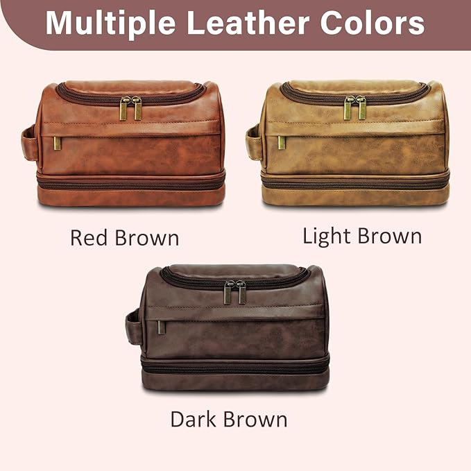 Personalized Toiletry Bag for Men, Gifts for Men, Christmas, Custom Leather Travel Bag Shave Kit, Engraved Pattern Text, Ideal Gift for Him, Dad, Groomsmen, Birthday, Anniversary, Father, Son, Husband