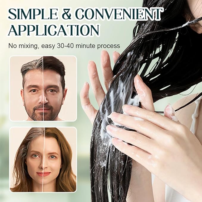 Mild Formula Long Lasting Hair Dye Set,Plant-Based Hair Color for Gray Coverage, Long-Lasting Single Step Hair Dye Kit with Nourishing Natural Shampoo (Chestnut Brown)