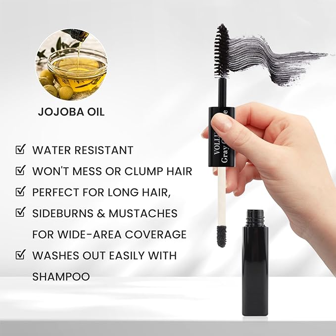 Root Touch Up Stick, Instant Gray Hair Cover Concealer, 2-In-1 Double Head Hair Color Finishing Stick, Hair Mascara Brush for Eyebrow& Beard (Light Brown, 0.23 Fl oz)