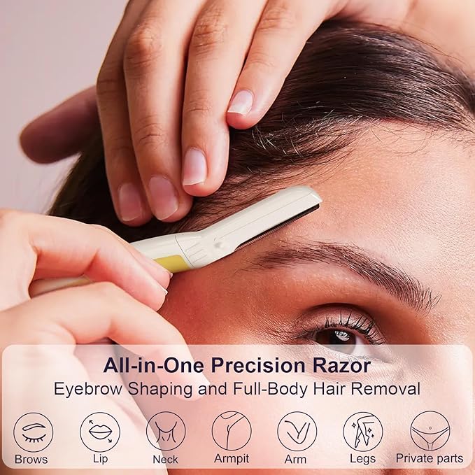 Dermaplane Razor, Face Razors for Women, Dermaplaning Tool, 1 Reusable Handle with 19 Microblades for Face, Solar Veil