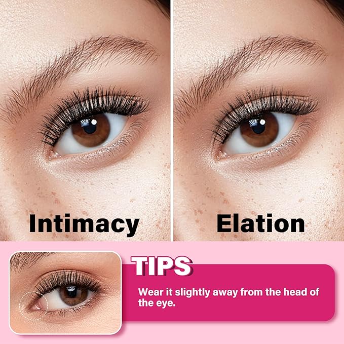 Magnetic Eyelashes Long Lasting And Reusable Magnetic Lashes 2 Pair 4 Magnets No Glue Needed False Eyelashes Waterproof,Cruelty Free,Easy To Wear(2 pair,Intimacy+Elation)
