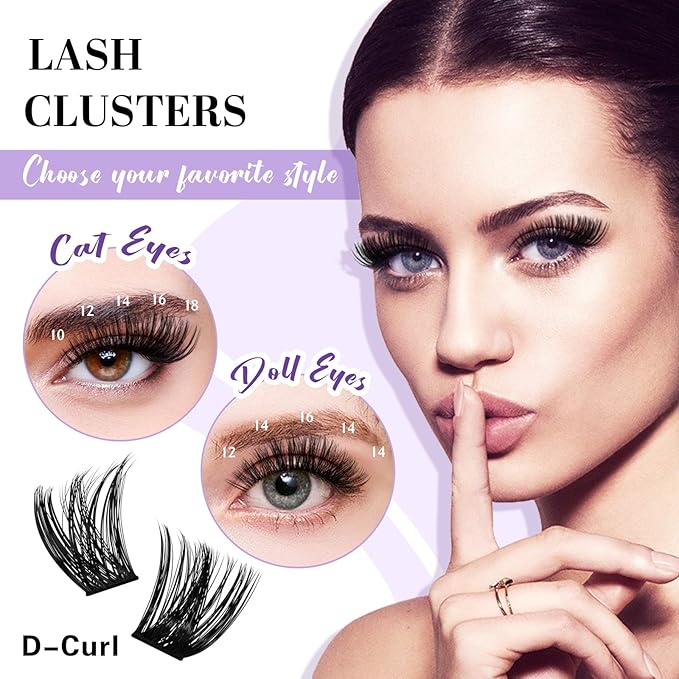 Lash Clusters 208 PCS Cluster Lashes Individual Lashes B05+B06 Eyelash Extensions 10-18mm DIY Lash Extensions D Curl Volume Wispy Soft Comfortable Band False Lashes (D-10-18MIX)