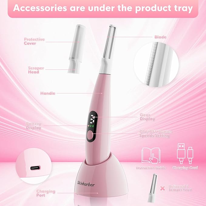 Sonic Dermaplane Razor for Women Face,Women’S Facial Exfoliation & Peach Fuzz Hair Removal System,Anti-Aging–3 Speeds–8 Dermaplaning Blades–Rechargeable,Sonic Dermaplaning Tool