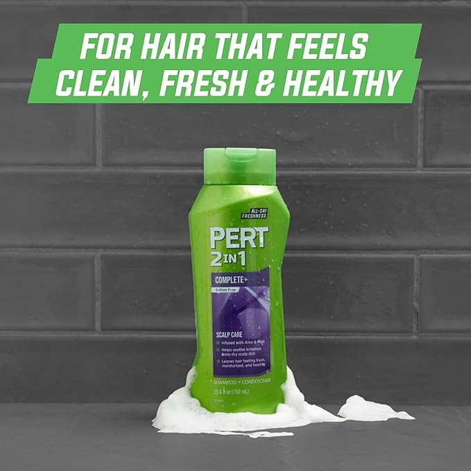 Pert 2 in 1 Complete Plus Scalp Care Shampoo and Conditioner - Itchy Scalp Treatment - Sulfate Free Shampoo and Conditioner for Healthy Hair - 25.4 oz (Pack of 2)