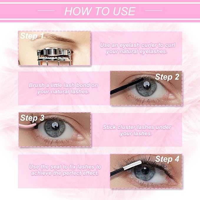 Individual Lashes Big Tray D Curl Lash Clusters 10D 20D 30D 40D Individual Lash Extensions Cluster Lashes Lash Extension Supplies Eyelash Clusters (40D-0.07D, 15-20mm)