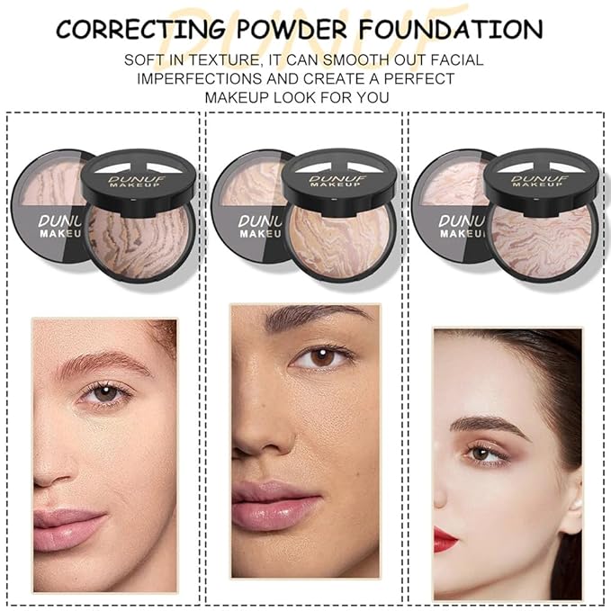 Baked Natural Correcting Pwoder Foundation Makeup, Highlighter Hybrid - Natural Finish, Waterproof Long Lasting, Demi-Matte Natural Finish, Talc-Free, Vegan, 06#