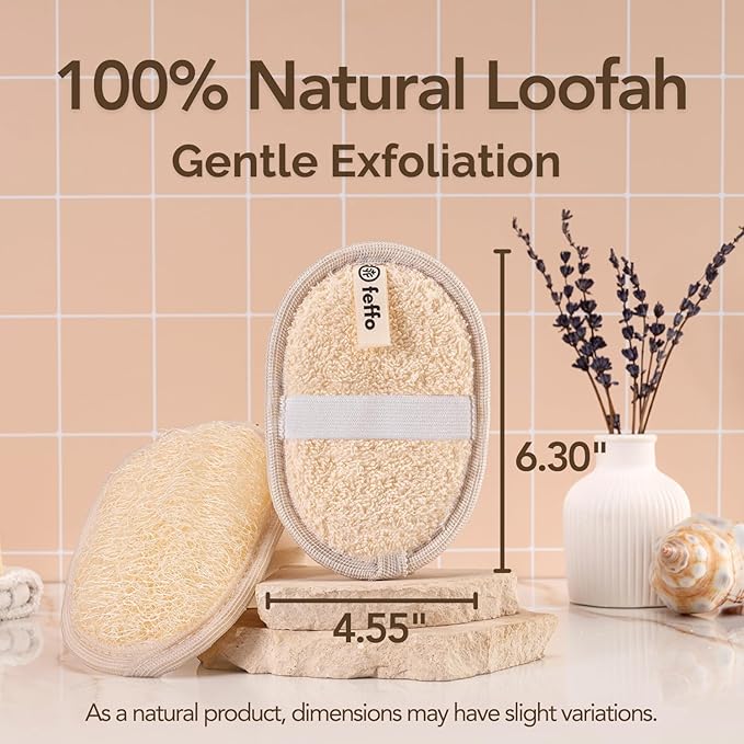 Loofah Sponge for Body Scrub, Exfoliating Body Scrubber & Shower Sponge Shower Scrubber, Loofah for Women and Men, Exfoliating Washcloth Alternative (2 Count, 1 Pack, Oval Shape)