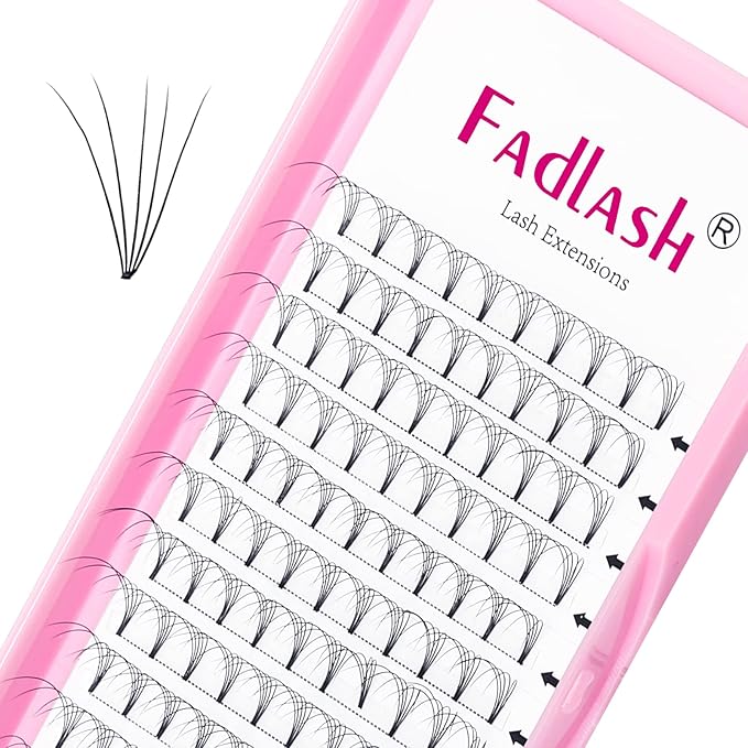 Eyelash Extension Premade Fans C Curl Short Stem Pre Fan Eyelashes Volume Lash Extensions Pre Made Volume Lashes (5D-0.10C, 8-14mm)