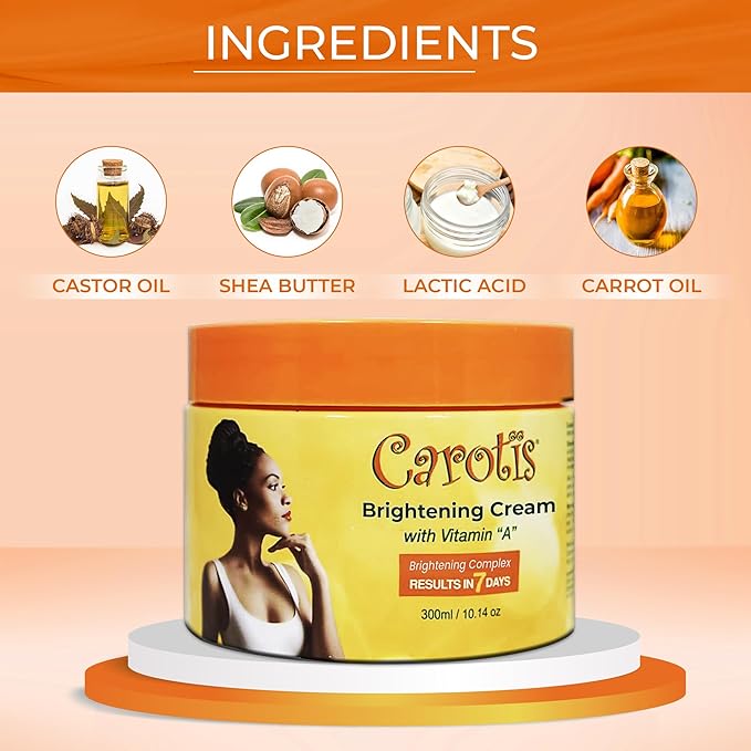 CAROTÏS, Skin Brightening Cream – 300ml / 10.14fl oz – 7 Day Night Cream for Uneven Skin Tone, with Vitamin A