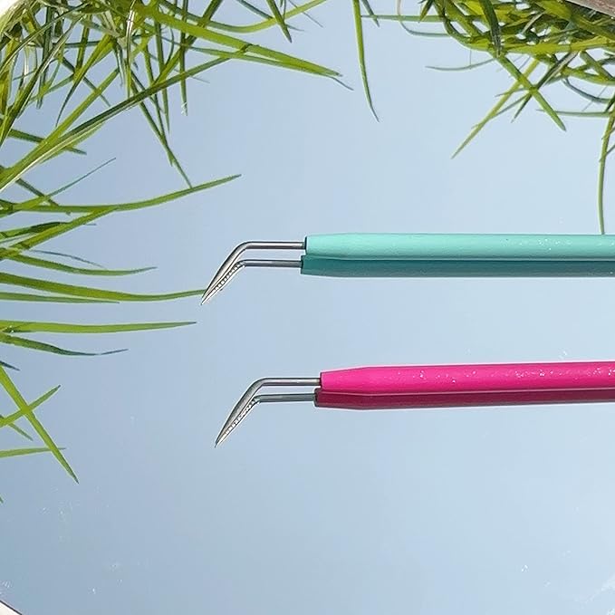 Metal Lash Lift Tool Set 2 pcs, Upgrade Eyelash Separate Tools With Groove Like Y Brush, Lash Comb Mini Size For Females Small Hand Popular Eyelash Lifting Stick Pink + Blue - Reusable 1000 Usage